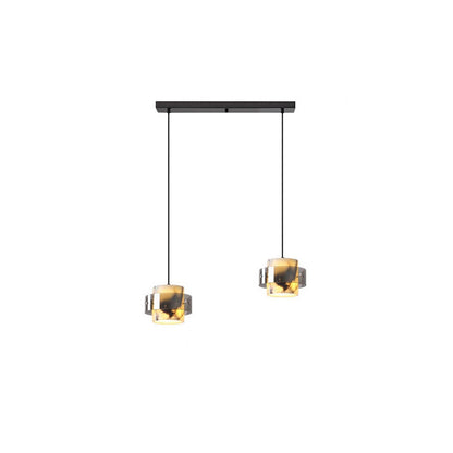 Contemporary Scandinavian Cylinder Marble Glass 1/2/3 - Light Chandelier For Dining Room