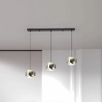 Contemporary Scandinavian Cylinder Marble Glass 1/2/3 - Light Chandelier For Dining Room