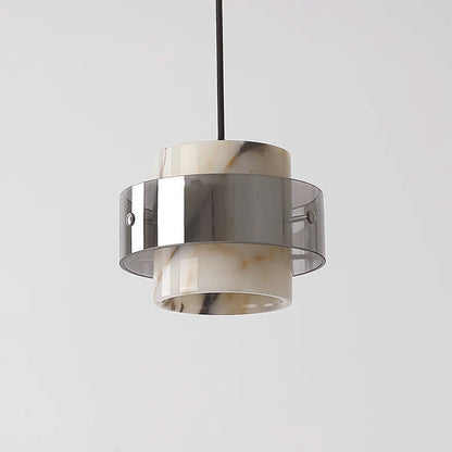 Contemporary Scandinavian Cylinder Marble Glass 1/2/3 - Light Chandelier For Dining Room