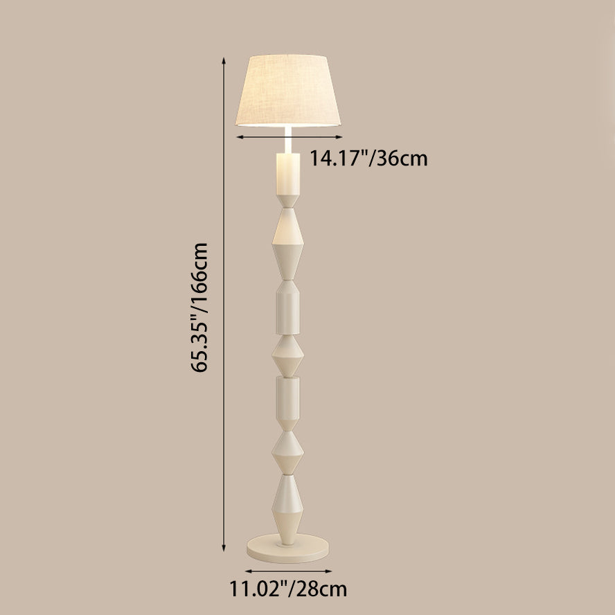 Contemporary Nordic Trapezoid Fabric Iron Lampshade Round Base 1 - Light Standing Floor Lamp For Living Room