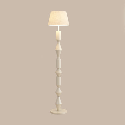 Contemporary Nordic Trapezoid Fabric Iron Lampshade Round Base 1 - Light Standing Floor Lamp For Living Room
