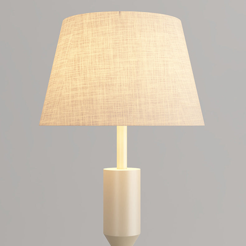 Contemporary Nordic Trapezoid Fabric Iron Lampshade Round Base 1 - Light Standing Floor Lamp For Living Room