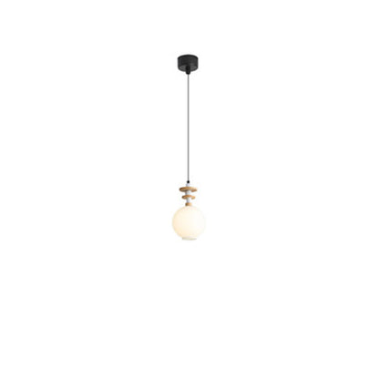 Contemporary Scandinavian Orb Hardware Resin Wood Glass 1 - Light Pendant Light For Living Room