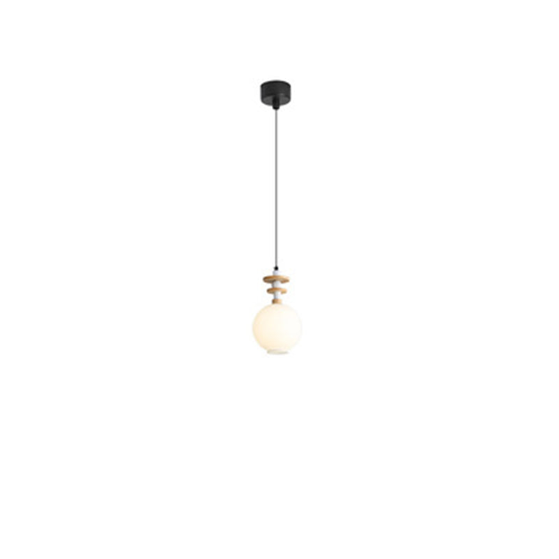 Contemporary Scandinavian Orb Hardware Resin Wood Glass 1 - Light Pendant Light For Living Room