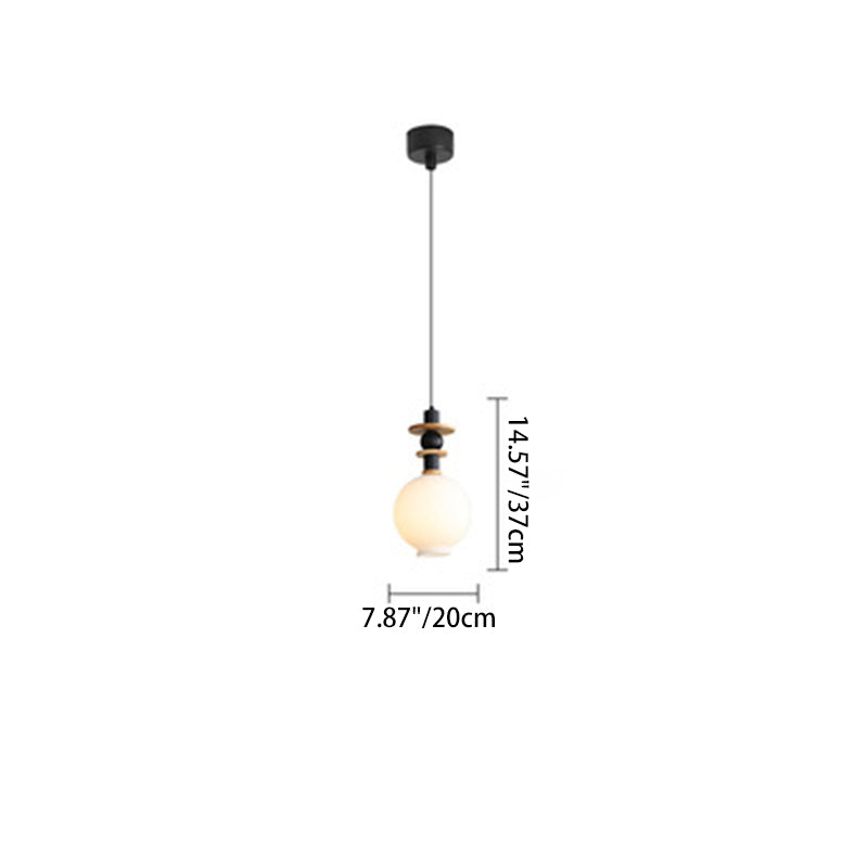 Contemporary Scandinavian Orb Hardware Resin Wood Glass 1 - Light Pendant Light For Living Room