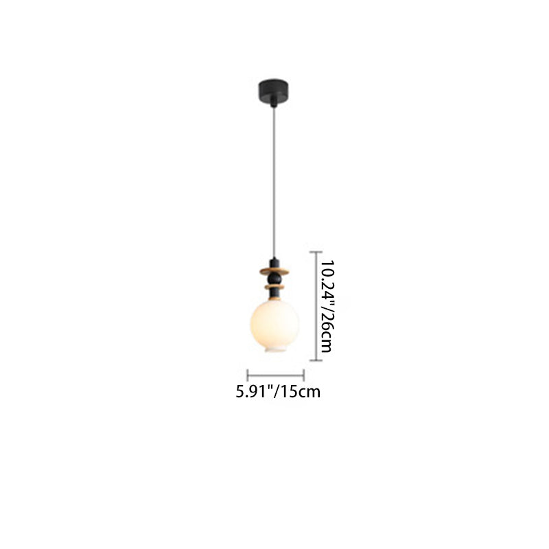Contemporary Scandinavian Orb Hardware Resin Wood Glass 1 - Light Pendant Light For Living Room