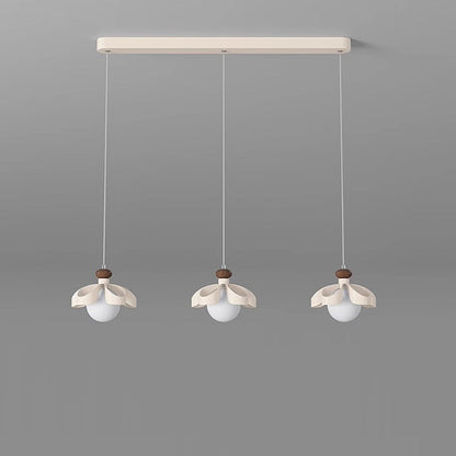 Contemporary Nordic Cream Flower Iron PE Orb 1/3 - Light Chandelier For Dining Room