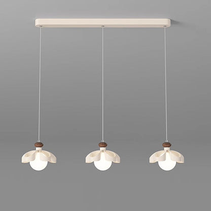 Contemporary Nordic Cream Flower Iron PE Orb 1/3 - Light Chandelier For Dining Room