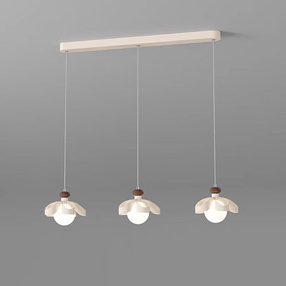 Contemporary Nordic Cream Flower Iron PE Orb 1/3 - Light Chandelier For Dining Room