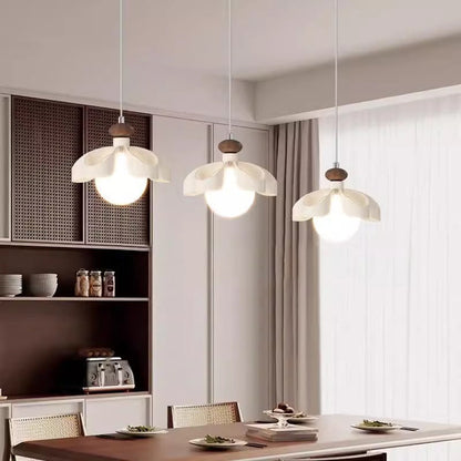 Contemporary Nordic Cream Flower Iron PE Orb 1/3 - Light Chandelier For Dining Room