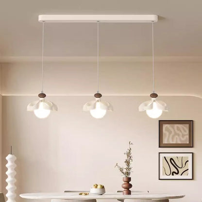 Contemporary Nordic Cream Flower Iron PE Orb 1/3 - Light Chandelier For Dining Room