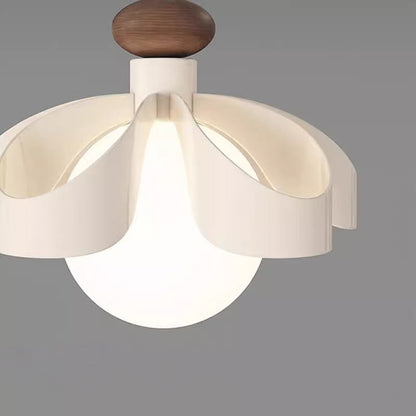 Contemporary Nordic Cream Flower Iron PE Orb 1/3 - Light Chandelier For Dining Room