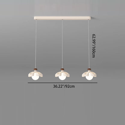 Contemporary Nordic Cream Flower Iron PE Orb 1/3 - Light Chandelier For Dining Room
