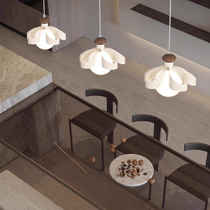 Contemporary Nordic Cream Flower Iron PE Orb 1/3 - Light Chandelier For Dining Room