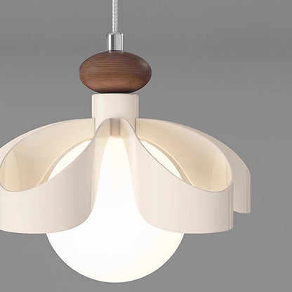 Contemporary Nordic Cream Flower Iron PE Orb 1/3 - Light Chandelier For Dining Room