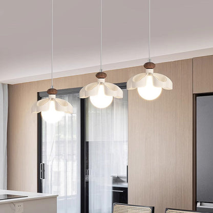 Contemporary Nordic Cream Flower Iron PE Orb 1/3 - Light Chandelier For Dining Room