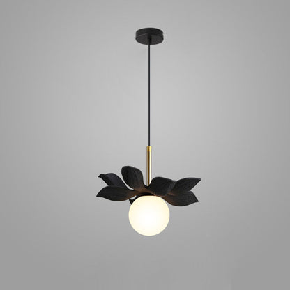 Contemporary Scandinavian Lotus Petals Resin Orb Glass 1 - Light Pendant Light For Dining Room