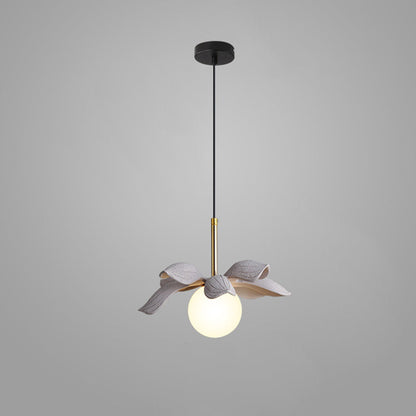 Contemporary Scandinavian Lotus Petals Resin Orb Glass 1 - Light Pendant Light For Dining Room