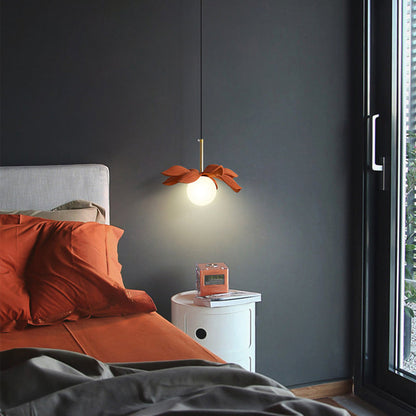Contemporary Scandinavian Lotus Petals Resin Orb Glass 1 - Light Pendant Light For Dining Room