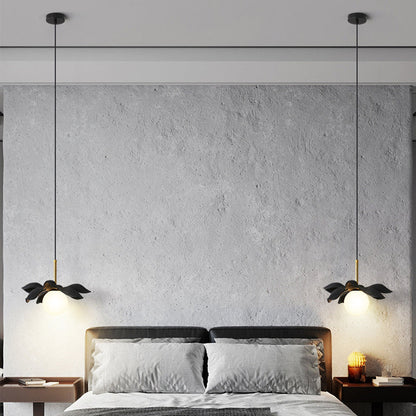Contemporary Scandinavian Lotus Petals Resin Orb Glass 1 - Light Pendant Light For Dining Room