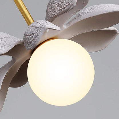 Contemporary Scandinavian Lotus Petals Resin Orb Glass 1 - Light Pendant Light For Dining Room