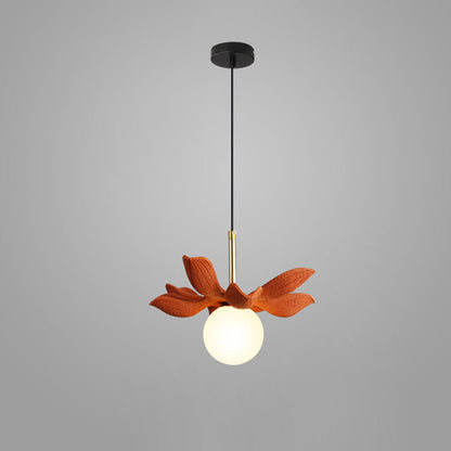Contemporary Scandinavian Lotus Petals Resin Orb Glass 1 - Light Pendant Light For Dining Room