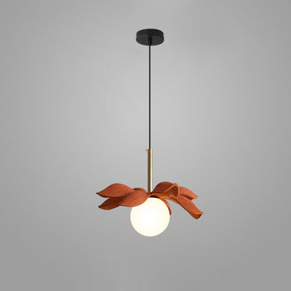 Contemporary Scandinavian Lotus Petals Resin Orb Glass 1 - Light Pendant Light For Dining Room