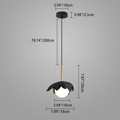 Contemporary Scandinavian Lotus Petals Resin Orb Glass 1 - Light Pendant Light For Dining Room