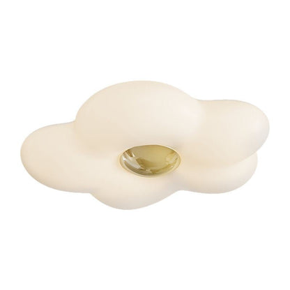 Contemporary Nordic Cream Flower Iron Roto-molding LED Flush Mount Ceiling Light For Bedroom