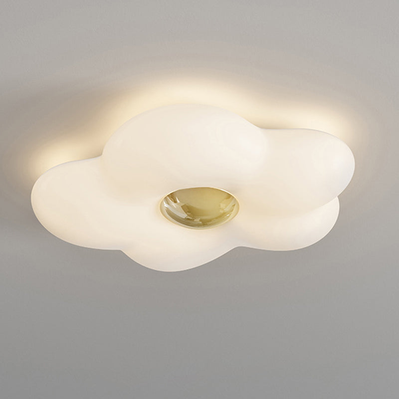 Contemporary Nordic Cream Flower Iron Roto-molding LED Flush Mount Ceiling Light For Bedroom
