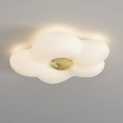 Contemporary Nordic Cream Flower Iron Roto-molding LED Flush Mount Ceiling Light For Bedroom