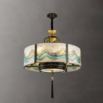 Traditional Chinese Round Enamel Copper Glass 4/6/8/10 - Light Chandelier For Dining Room