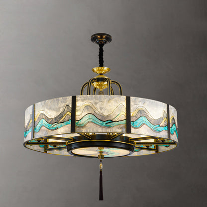 Traditional Chinese Round Enamel Copper Glass 4/6/8/10 - Light Chandelier For Dining Room