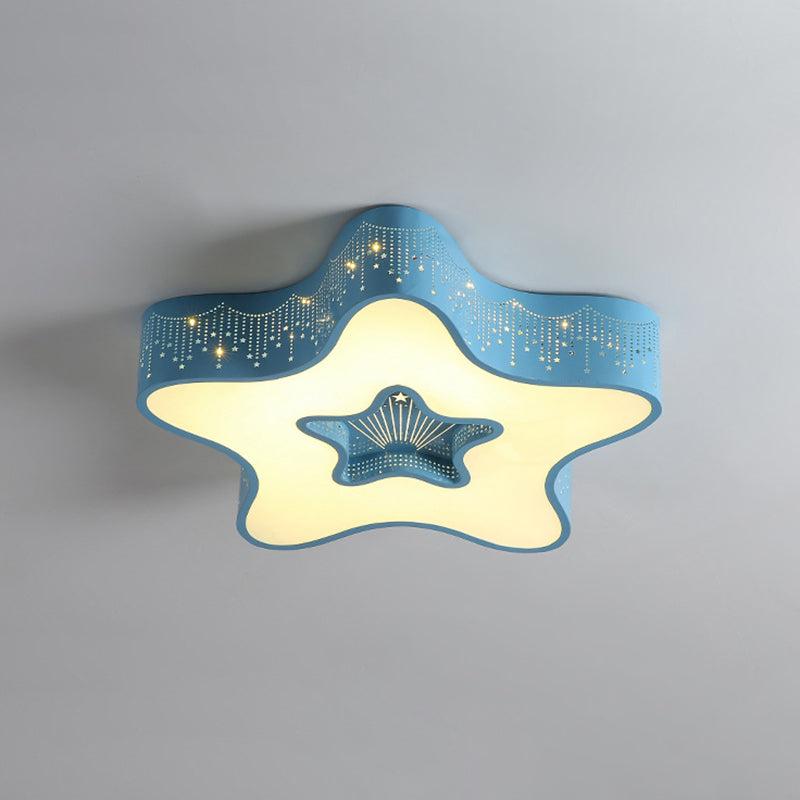 Contemporary Creative Pentagram Iron Acrylic LED Flush Mount Ceiling Light For Bedroom