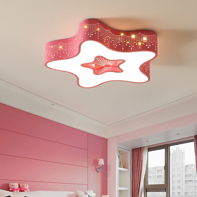 Contemporary Creative Pentagram Iron Acrylic LED Flush Mount Ceiling Light For Bedroom