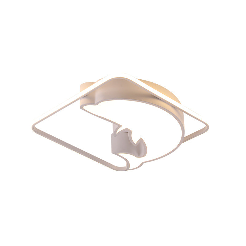 Contemporary Creative Square Dolphin Iron Acrylic LED Flush Mount Ceiling Light For Bedroom
