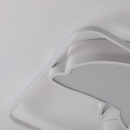 Contemporary Creative Square Dolphin Iron Acrylic LED Flush Mount Ceiling Light For Bedroom
