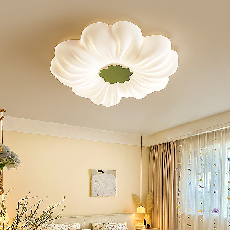 Contemporary Nordic Flower Iron PE LED Flush Mount Ceiling Light For Bedroom