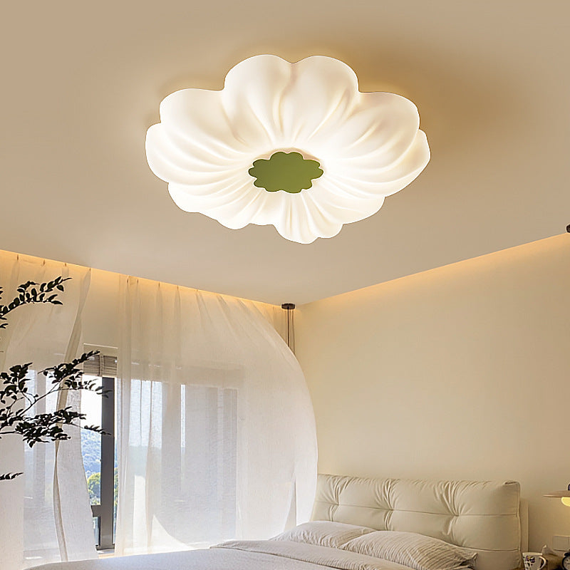 Contemporary Nordic Flower Iron PE LED Flush Mount Ceiling Light For Bedroom