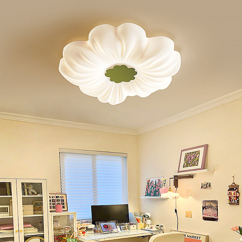 Contemporary Nordic Flower Iron PE LED Flush Mount Ceiling Light For Bedroom