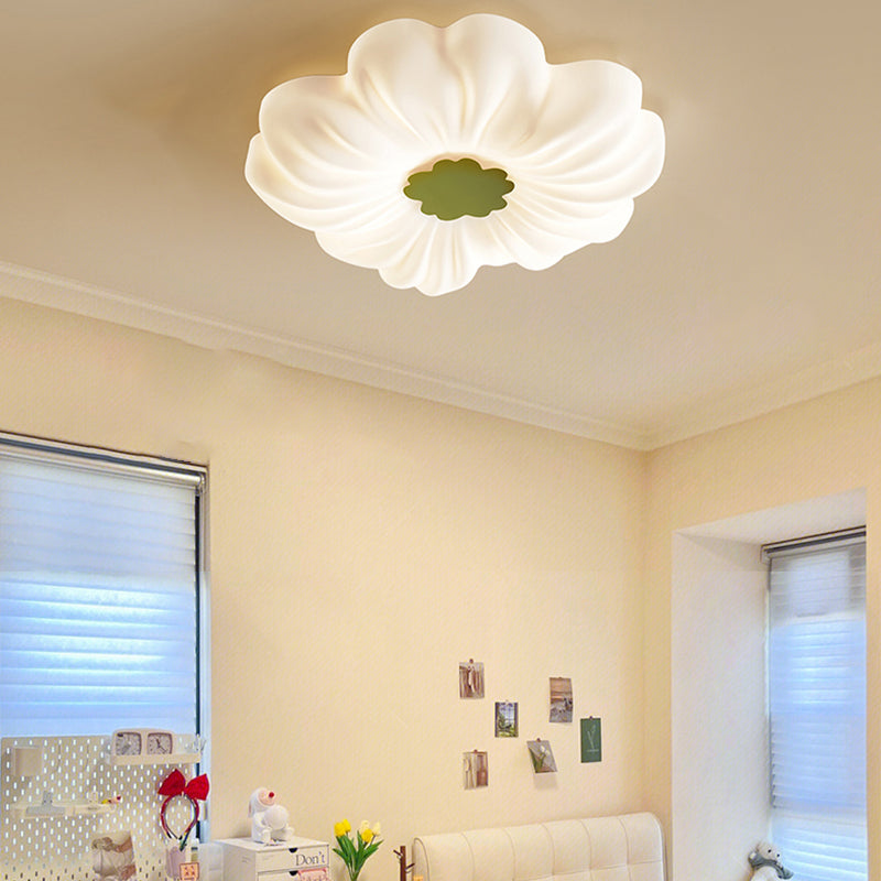Contemporary Nordic Flower Iron PE LED Flush Mount Ceiling Light For Bedroom