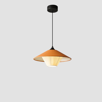 Traditional Japanese Dome Umbrella Copper Leather 1 - Light Pendant Light For Dining Room