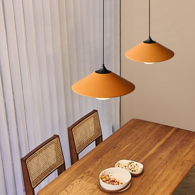 Traditional Japanese Dome Umbrella Copper Leather 1 - Light Pendant Light For Dining Room