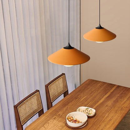 Traditional Japanese Dome Umbrella Copper Leather 1 - Light Pendant Light For Dining Room