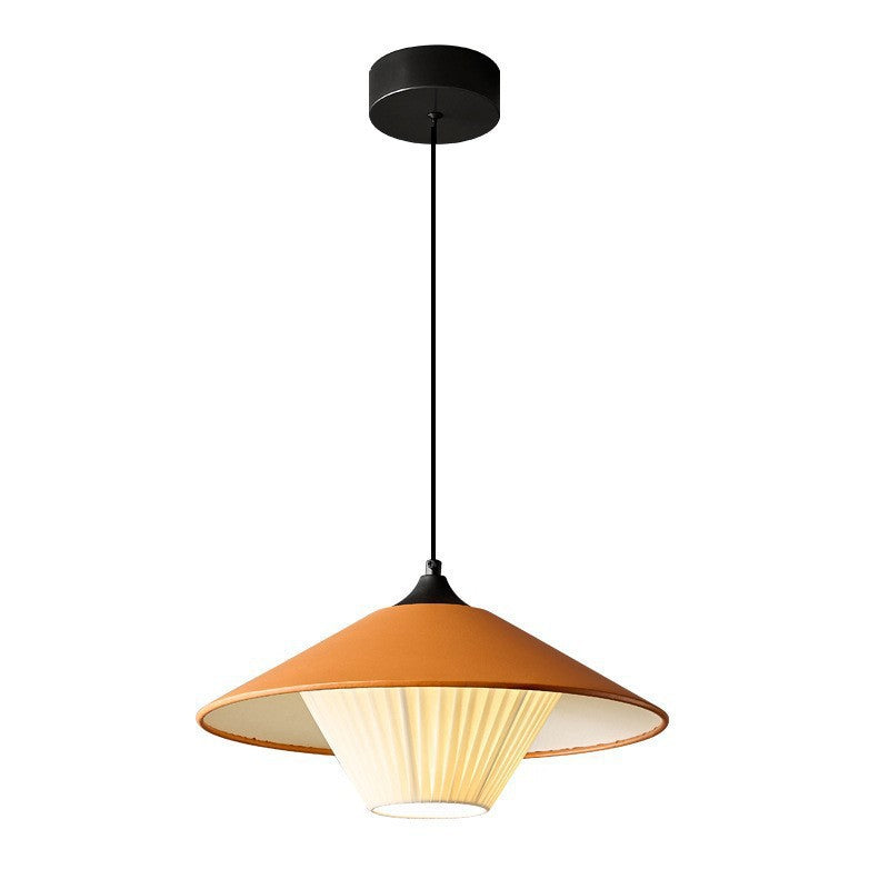 Traditional Japanese Dome Umbrella Copper Leather 1 - Light Pendant Light For Dining Room