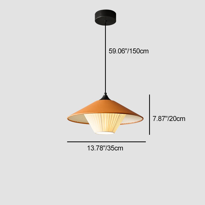 Traditional Japanese Dome Umbrella Copper Leather 1 - Light Pendant Light For Dining Room