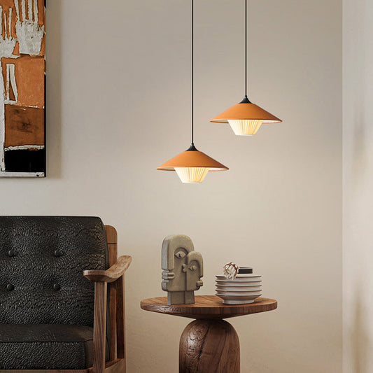 Traditional Japanese Dome Umbrella Copper Leather 1 - Light Pendant Light For Dining Room
