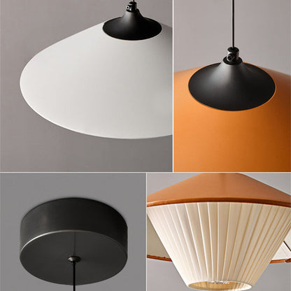 Traditional Japanese Dome Umbrella Copper Leather 1 - Light Pendant Light For Dining Room