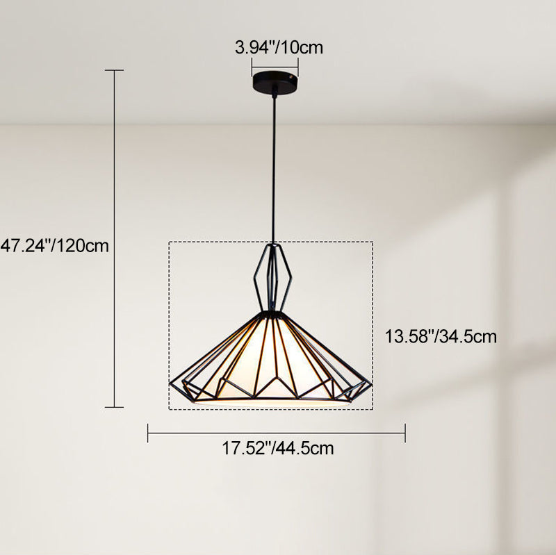 Contemporary Scandinavian Diamond Conical Iron PVC 1 - Light Pendant Light For Dining Room