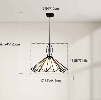 Contemporary Scandinavian Diamond Conical Iron PVC 1 - Light Pendant Light For Dining Room